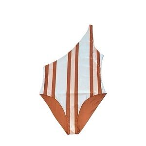 BAIIA One‎ Shoulder Retro Stripe Reversible One Piece Swimsuit Size 18